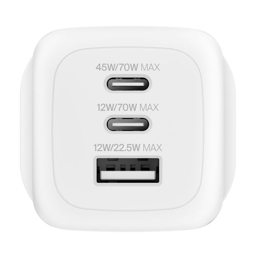 Belkin WCH018myWH 70W 3-Port Small Wall Charger
