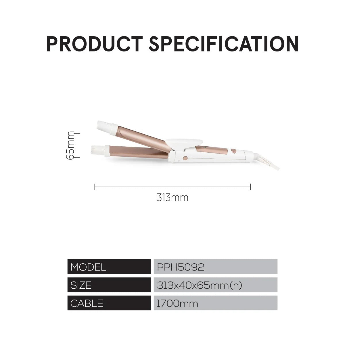 PowerPac PPH5092 Hair Straingtener & Curler