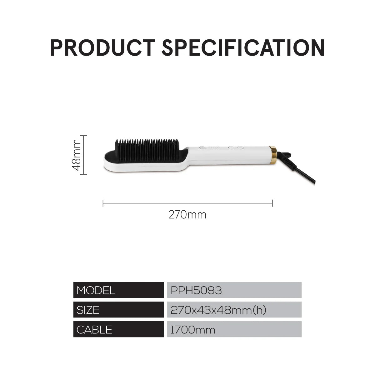 PowerPac PPH5093 Hair Straightener Brush