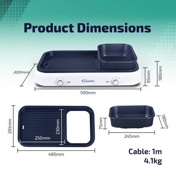 PowerPac 2-In-1 BBQ & SteamBoat (PPMC763)