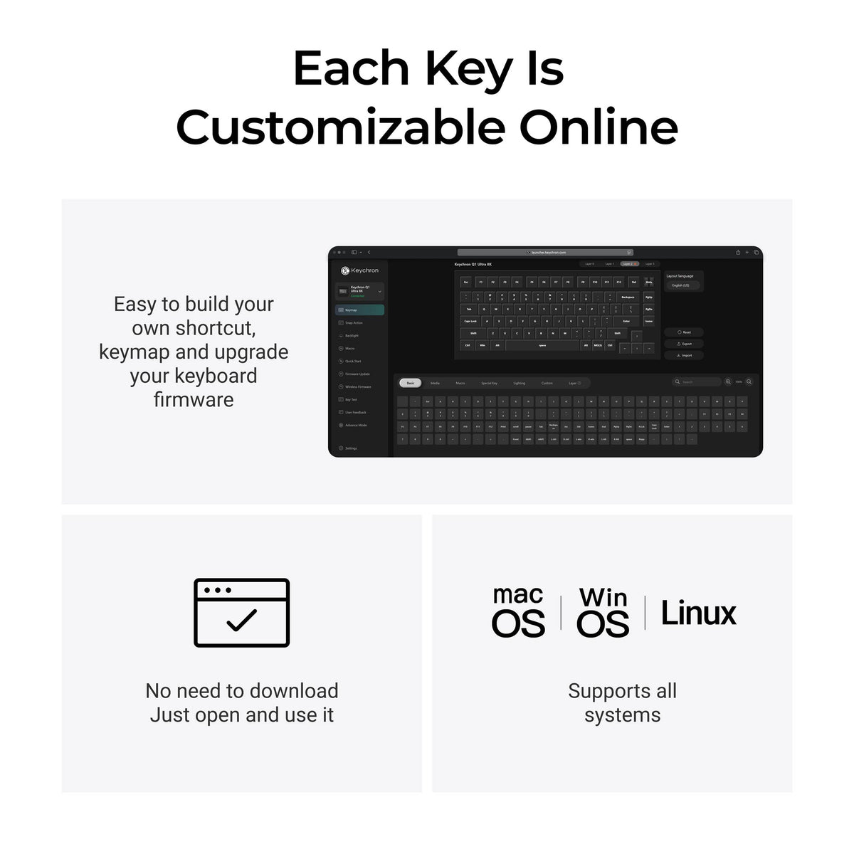 Keychron Q1 Ultra 8K (Q1U-P1) Wireless Mechanical Keyboard Red Switch - White
