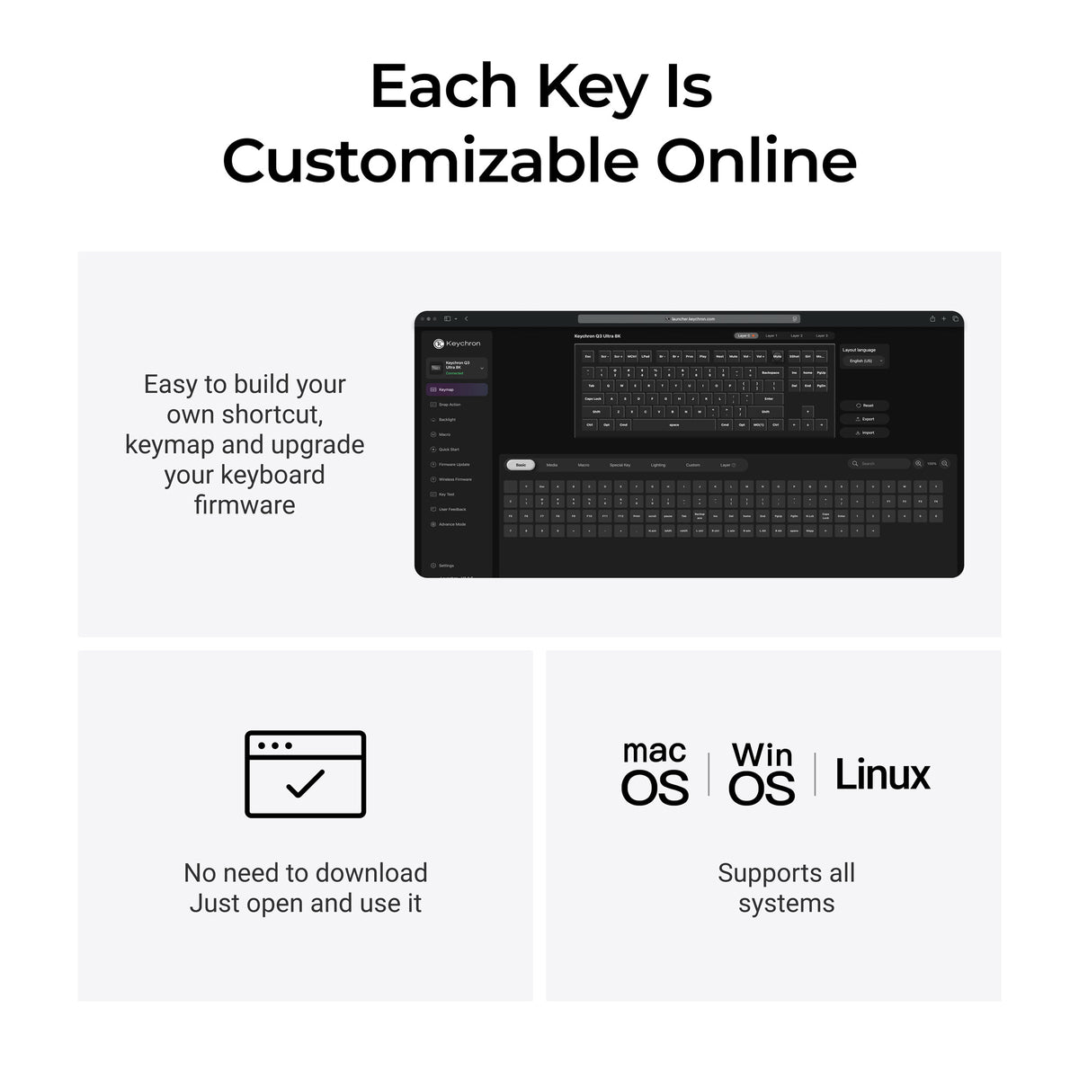 Keychron Q3 Ultra 8K (Q3U-P1) Wireless Mechanical Keyboard Red Switch - White