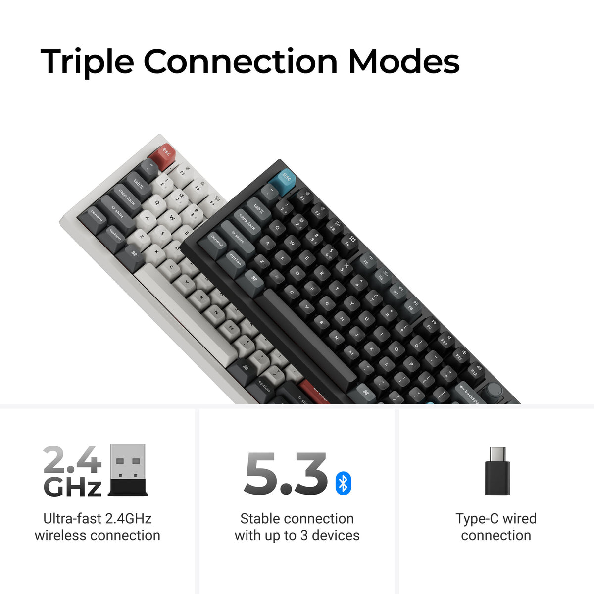 Keychron Q3 Ultra 8K (Q3U-P1) Wireless Mechanical Keyboard Red Switch - White