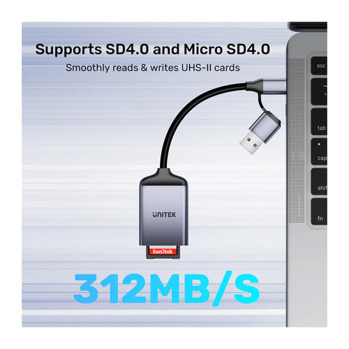 Unitek R1018E01 2-in-1 USB-C/A SD4.0 Card Reader