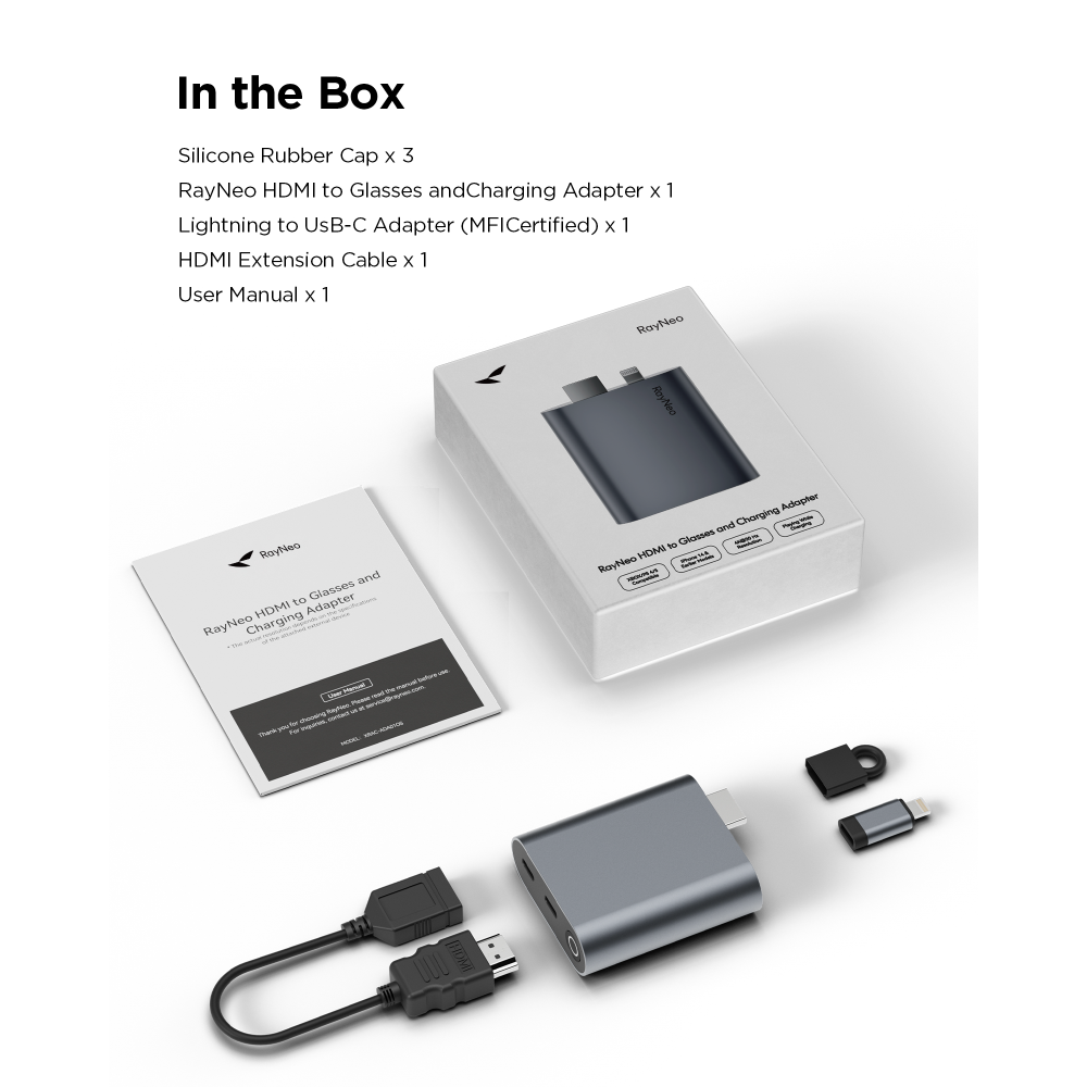 RayNeo HDMI to Glasses & Charging Adapter (HDR Support)