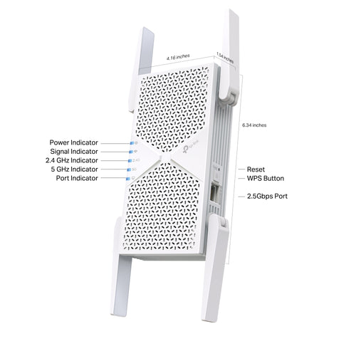TP-Link RE405BE BE6500 Dual-Band Wi-Fi 7 Range Extender