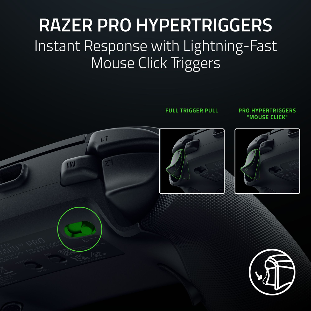 Razer Raiju V3 Pro - Wireless Gaming Controller for PlayStation 5 & PC - Black