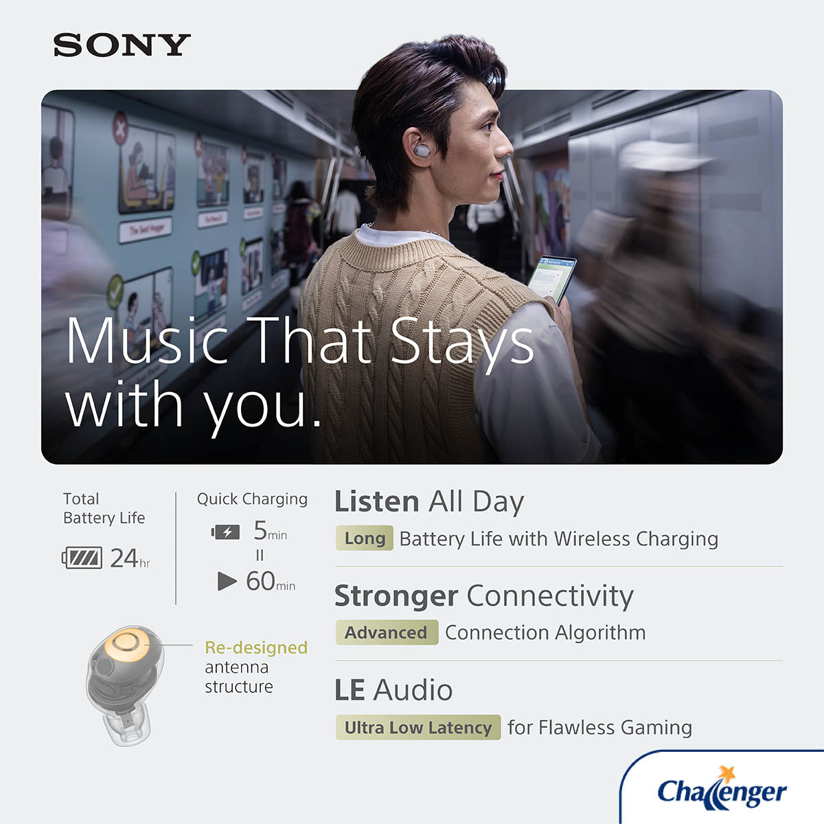Sony WF-1000XM6/BCE TWS Earphones (Black)