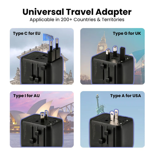 Elecom T-TA01‐AS70BK PD70W 3C2A Travel Adapter - Black