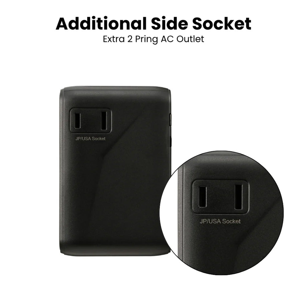 Elecom T-TA01‐AS70BK PD70W 3C2A Travel Adapter - Black