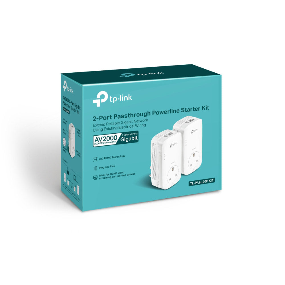 TP-Link TL-PA9020P KIT AV2000 2-Port Gigabit Passthrough Powerline Starter Kit