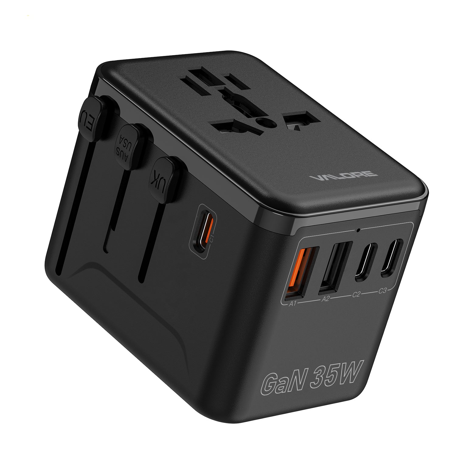 Valore GaN 35W 2A+3C Universal Travel Adapter Black (UTA-020-BK)