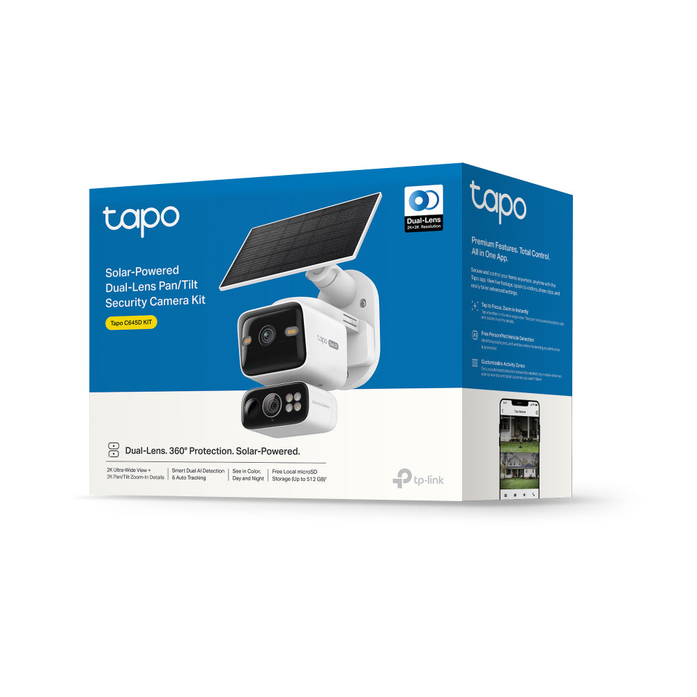 Tapo 防犯カメラ 屋外 TP-Link Tapo C645D KIT TP-Link Tapo C645D Kit Solar-Powered Dual-Lens Pan/Tilt Camera