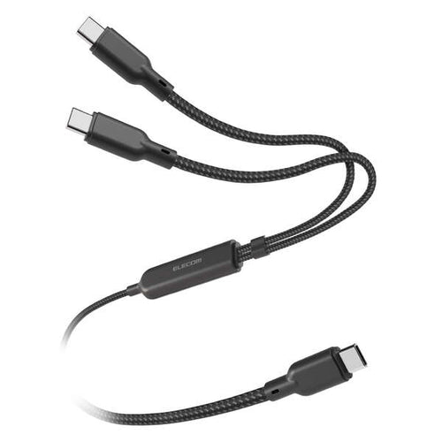 Elecom U2C-CCCA12BK USB Type-C to USB Type-C 2-Way Cable (USB 2.0/140W/Mesh)