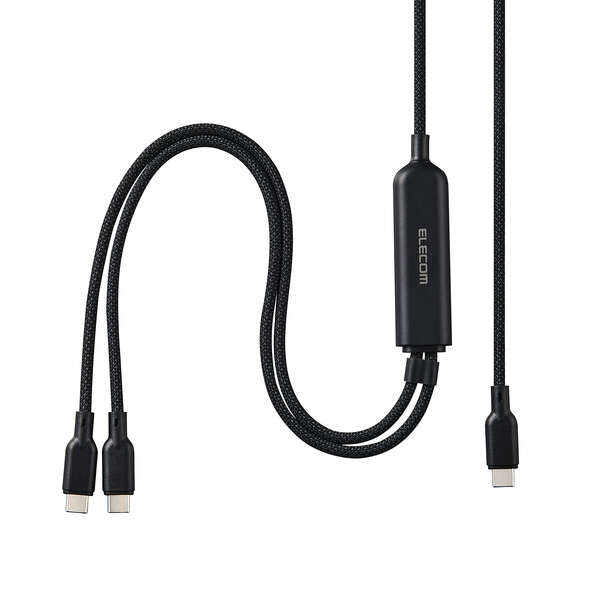 Elecom U2C-CCCA12BK USB Type-C to USB Type-C 2-Way Cable (USB 2.0/140W/Mesh)