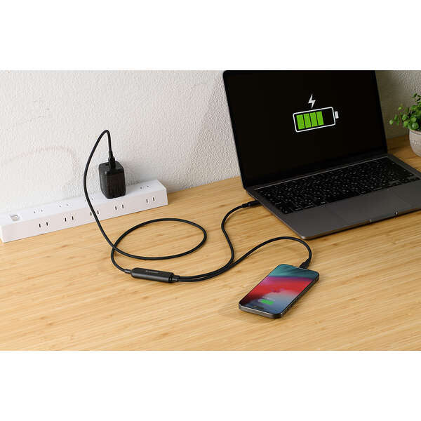 Elecom U2C-CCCA12BK USB Type-C to USB Type-C 2-Way Cable (USB 2.0/140W/Mesh)