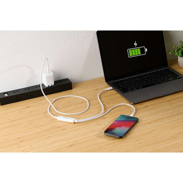 Elecom U2C-CCCA12WH USB Type-C to USB Type-C 2-Way Cable (USB 2.0/140W/Mesh)