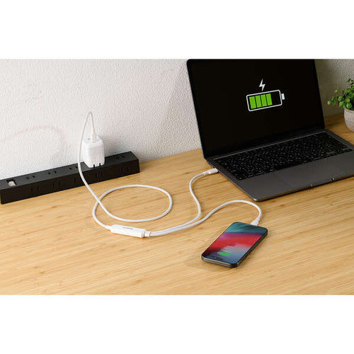 Elecom U2C-CCCA12WH USB Type-C to USB Type-C 2-Way Cable (USB 2.0/140W/Mesh)