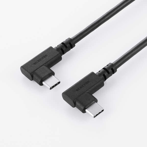 Elecom U2C-CLLEY20NBK Soft L-shaped USB C-C Cable 240W 2M