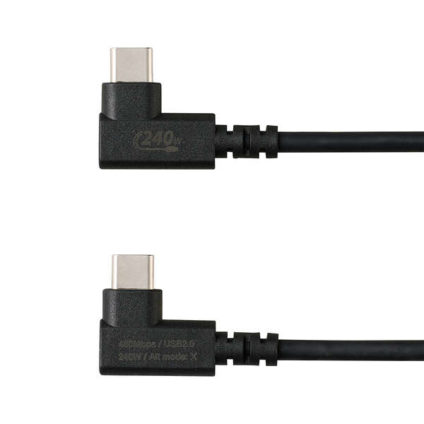 Elecom U2C-CLLEY20NBK Soft L-shaped USB C-C Cable 240W 2M