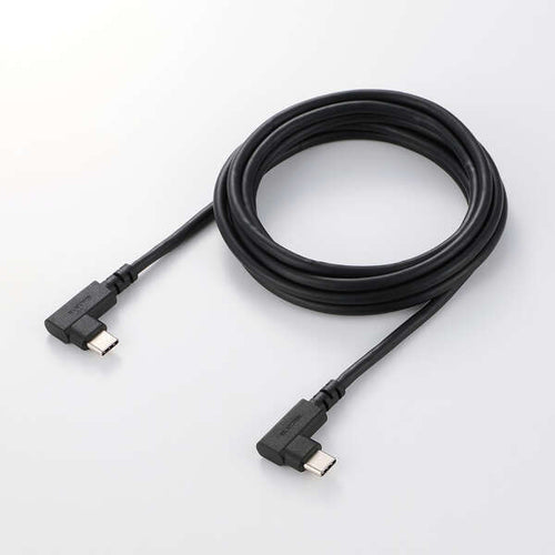 Elecom U2C-CLLEY20NBK Soft L-shaped USB C-C Cable 240W 2M