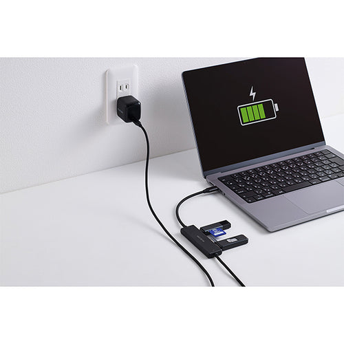 Elecom USB C-C Cable 100W 1M Integrated 4 Ports Hub 5Gbps (U3HC-C040PBK)