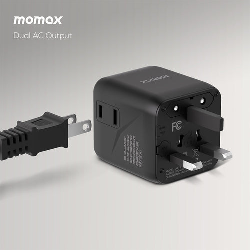 MOMAX UA19P 1-World Universal Travel Adapter with Dual AC - Pink
