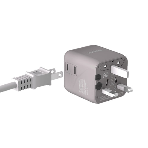 MOMAX UA19E 1-World Universal Travel Adapter with Dual AC - Gray