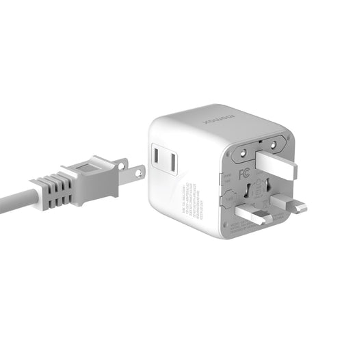 MOMAX UA19W 1-World Universal Travel Adapter with Dual AC - White