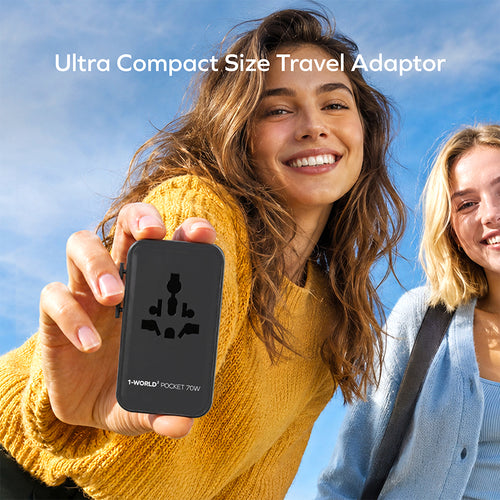 Momax UA36AD 1-World² Pocket 70W GaN 4-Port Dual AC Travel Adapter - Black