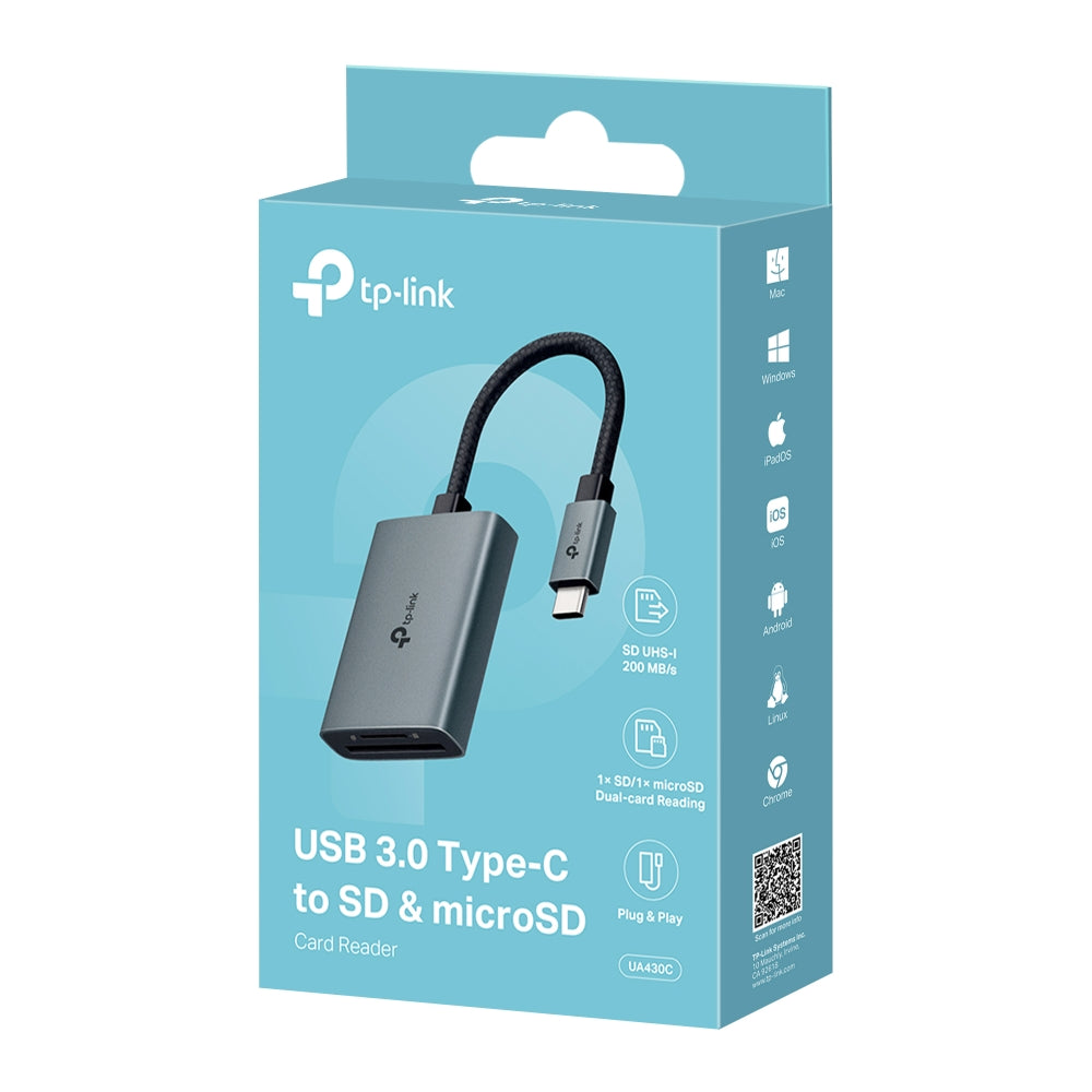TP-Link UA430C USB 3.0 Type-C to SD & microSD 3.0 Card Reader