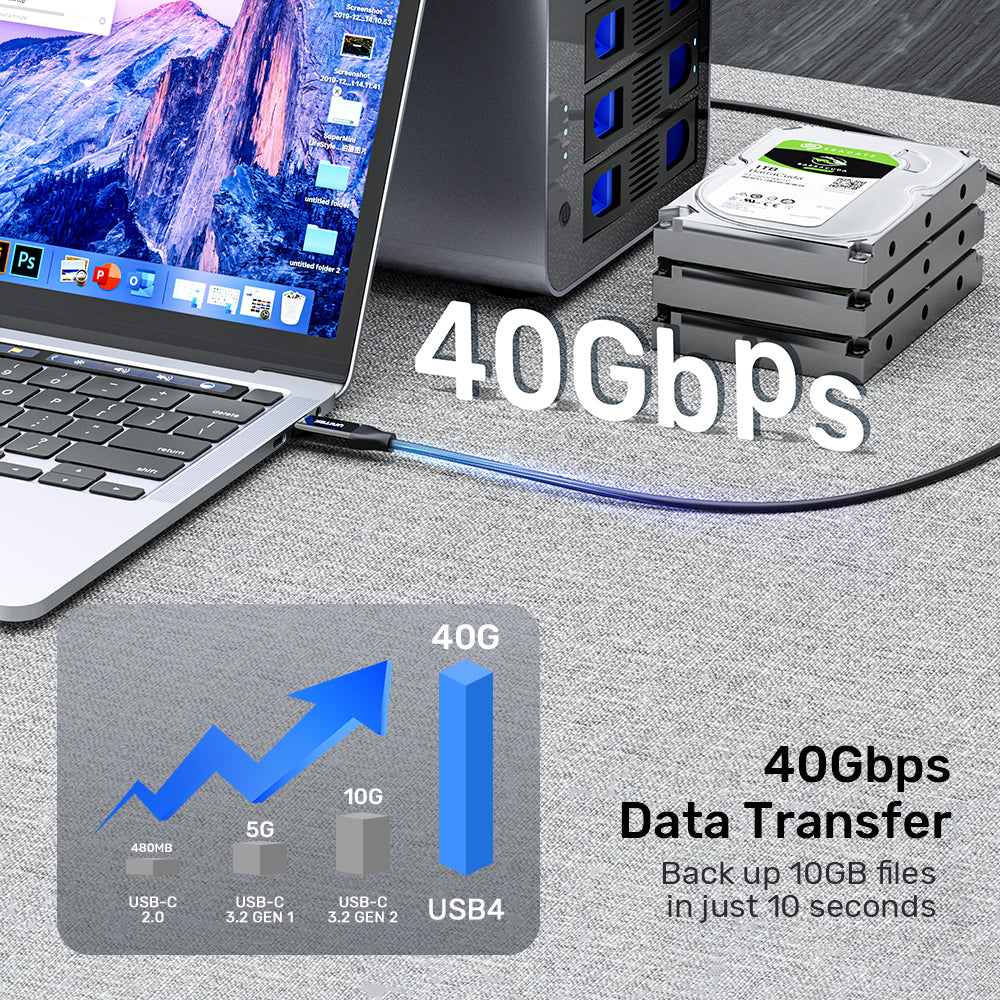 Unitek C14100ABK01-2M 2M USB4 Cable 240W / 40G / 8K@60Hz