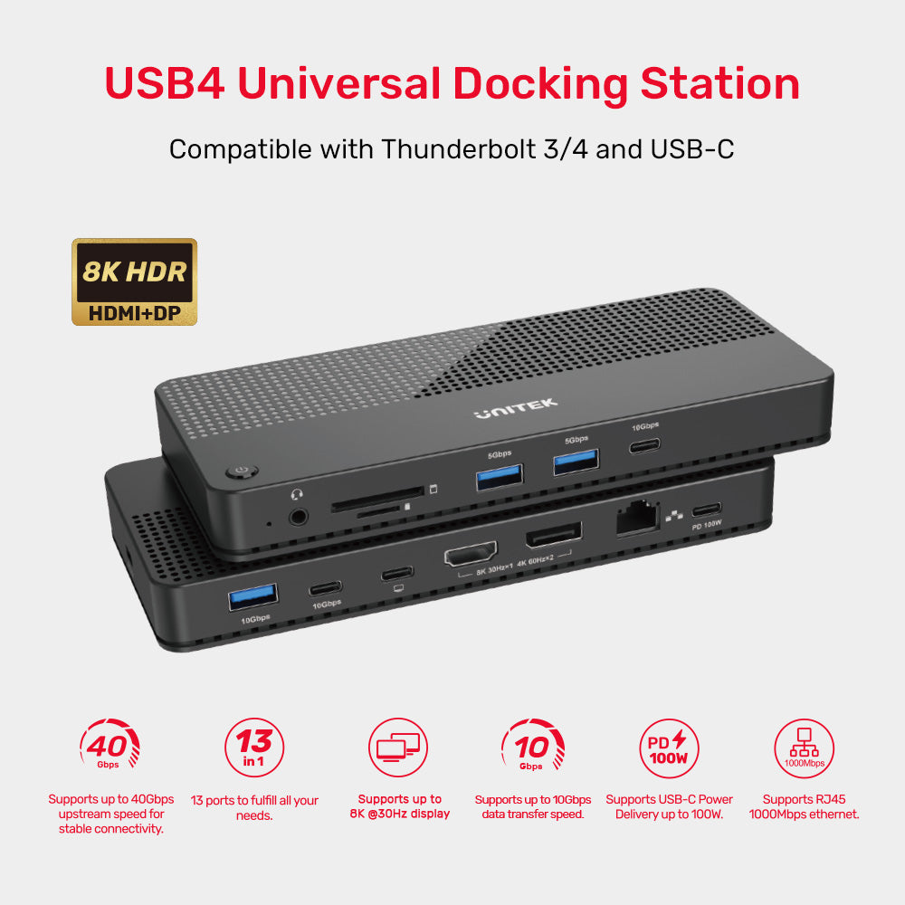 Unitek D1079A 12-in-1 USB 4 Docking Station
