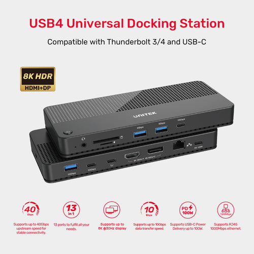 Unitek D1079A 12-in-1 USB 4 Docking Station