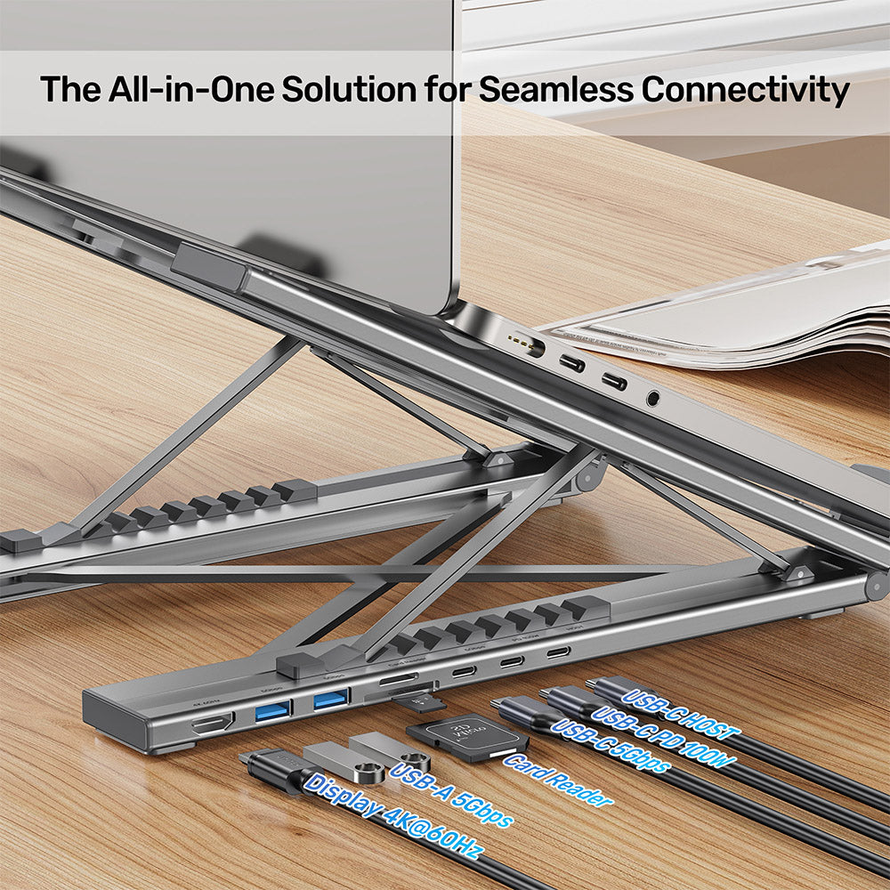 Unitek D1137AGY01 Foldable Laptop Stand with Docking Station