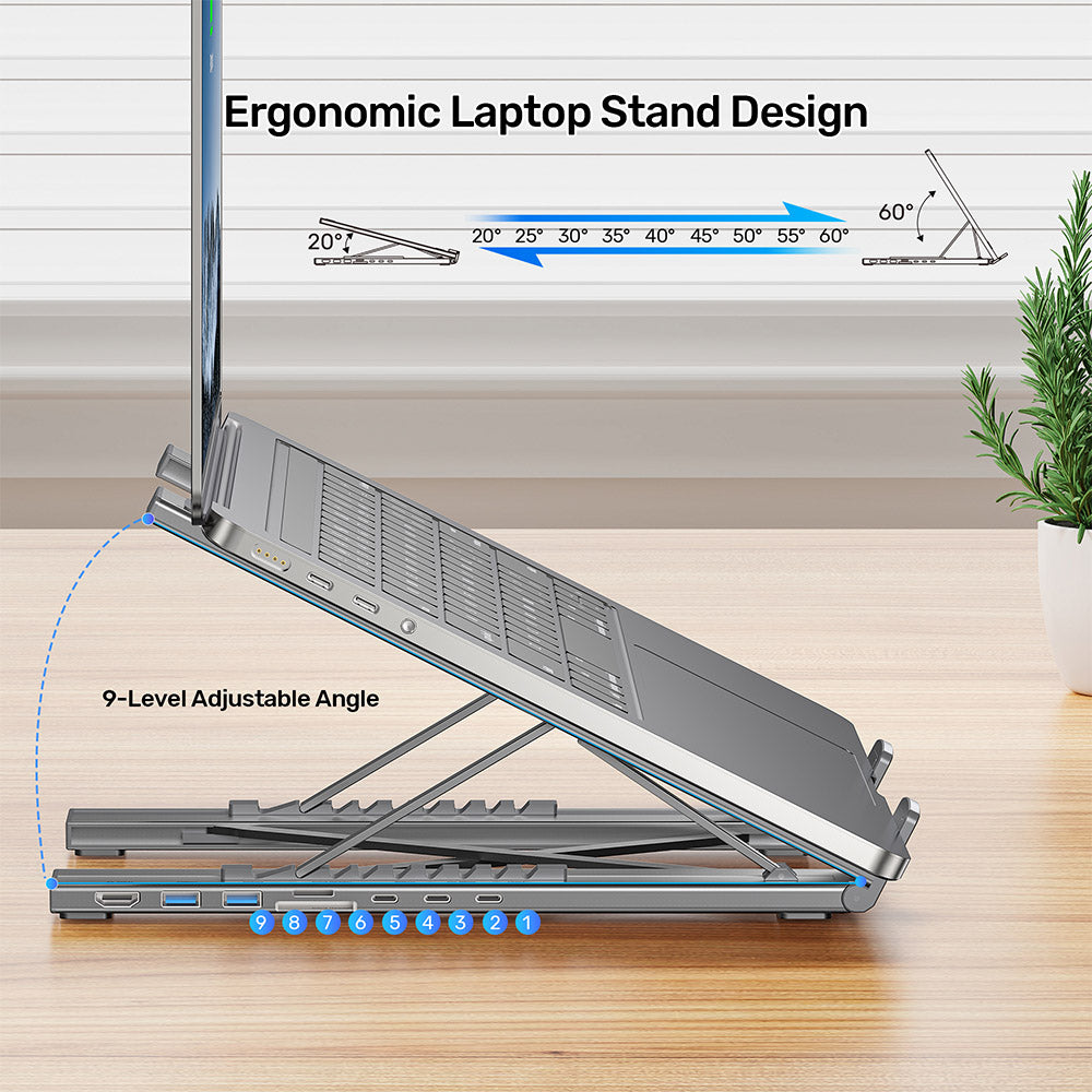 Unitek D1137AGY01 Foldable Laptop Stand with Docking Station