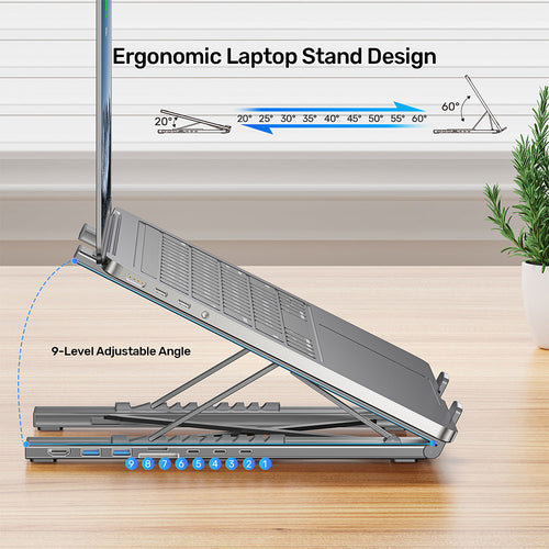 Unitek D1137AGY01 Foldable Laptop Stand with Docking Station