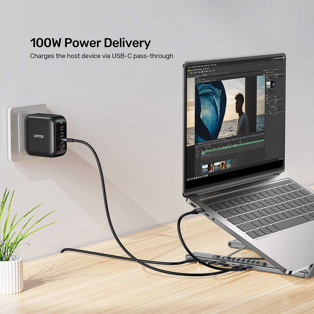 Unitek D1137AGY01 Foldable Laptop Stand with Docking Station