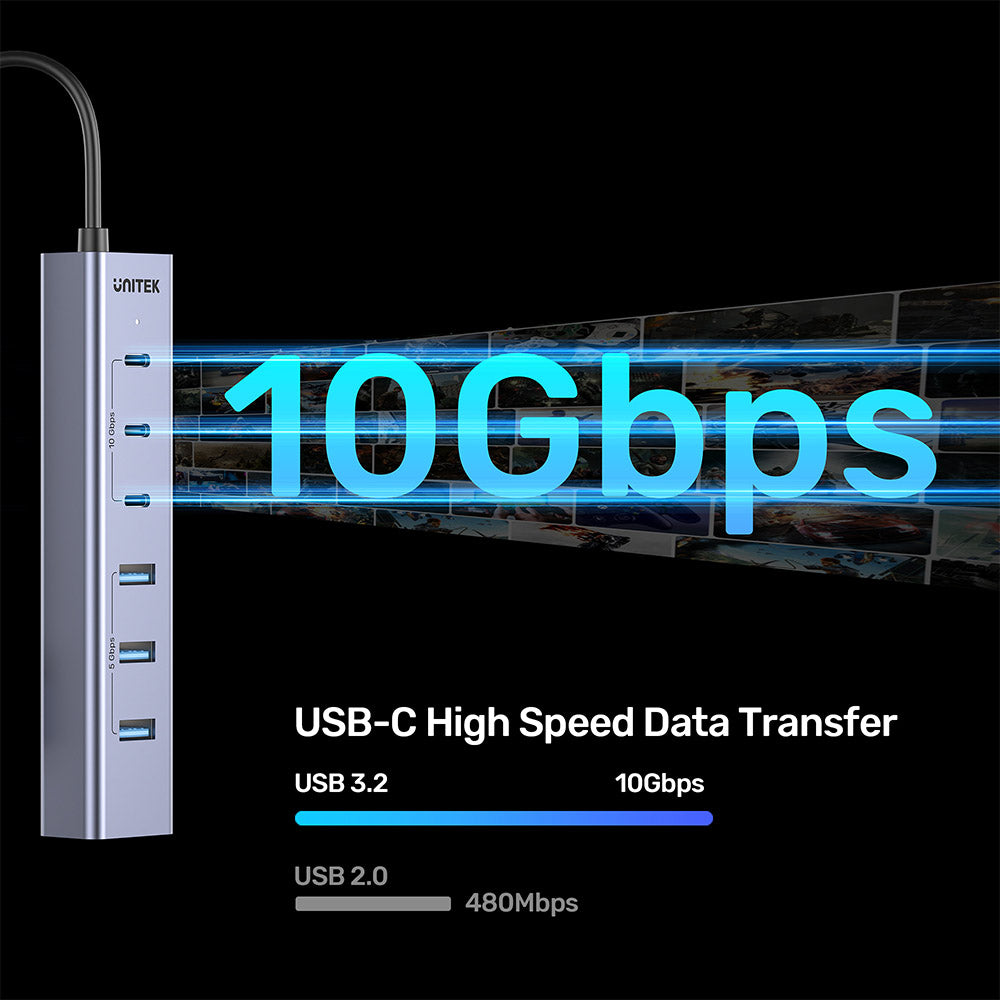 Unitek H1335AGY01-UK uHUB S7+ 7-in-1 USB-C Hub 3C4A