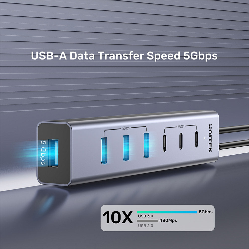 Unitek H1335AGY01-UK uHUB S7+ 7-in-1 USB-C Hub 3C4A