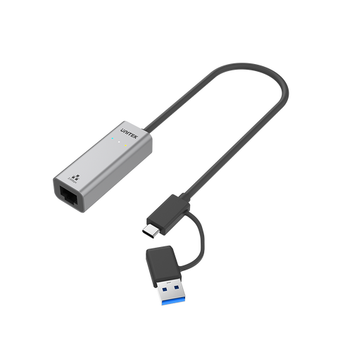 Unitek U1313CGY01 USB-C plus USB-A to 2.5G Ethernet Adapter