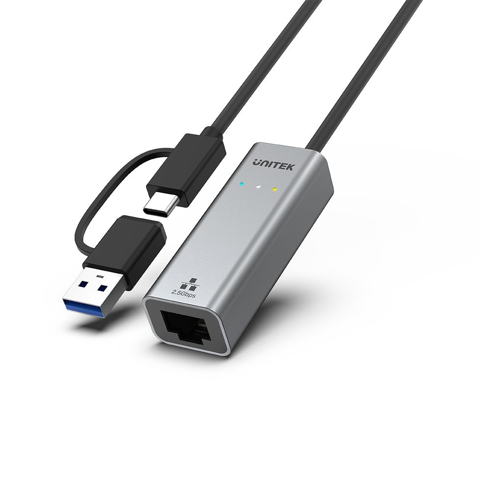 Unitek U1313CGY01 USB-C plus USB-A to 2.5G Ethernet Adapter