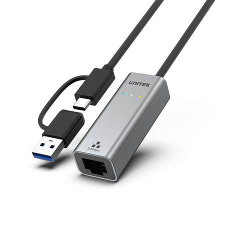 Unitek U1313CGY01 USB-C plus USB-A to 2.5G Ethernet Adapter