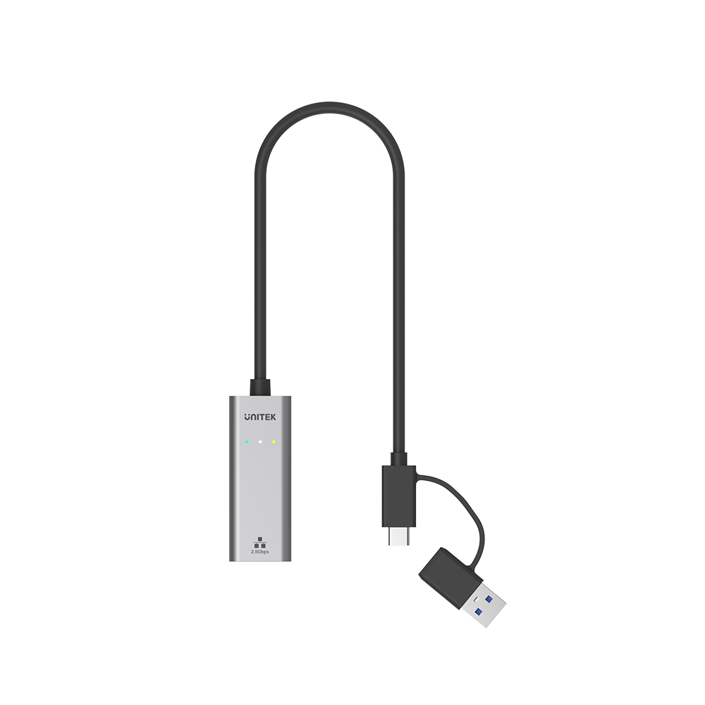 Unitek U1313CGY01 USB-C plus USB-A to 2.5G Ethernet Adapter