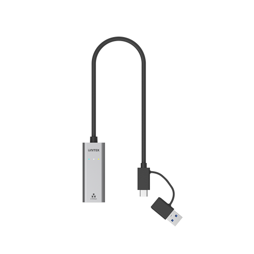 Unitek U1313CGY01 USB-C plus USB-A to 2.5G Ethernet Adapter