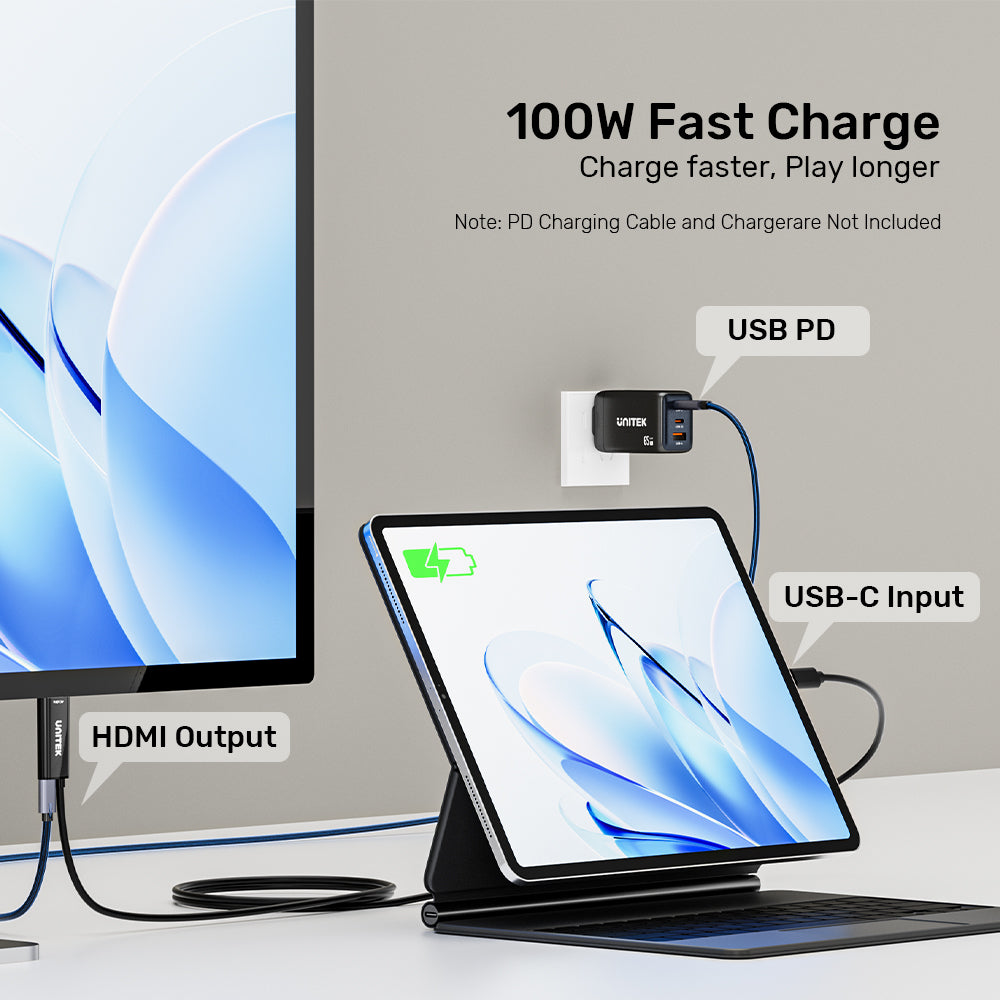 Unitek V1439ABK01 USB-C to HDMI 4K@60Hz Cable with PD 100W