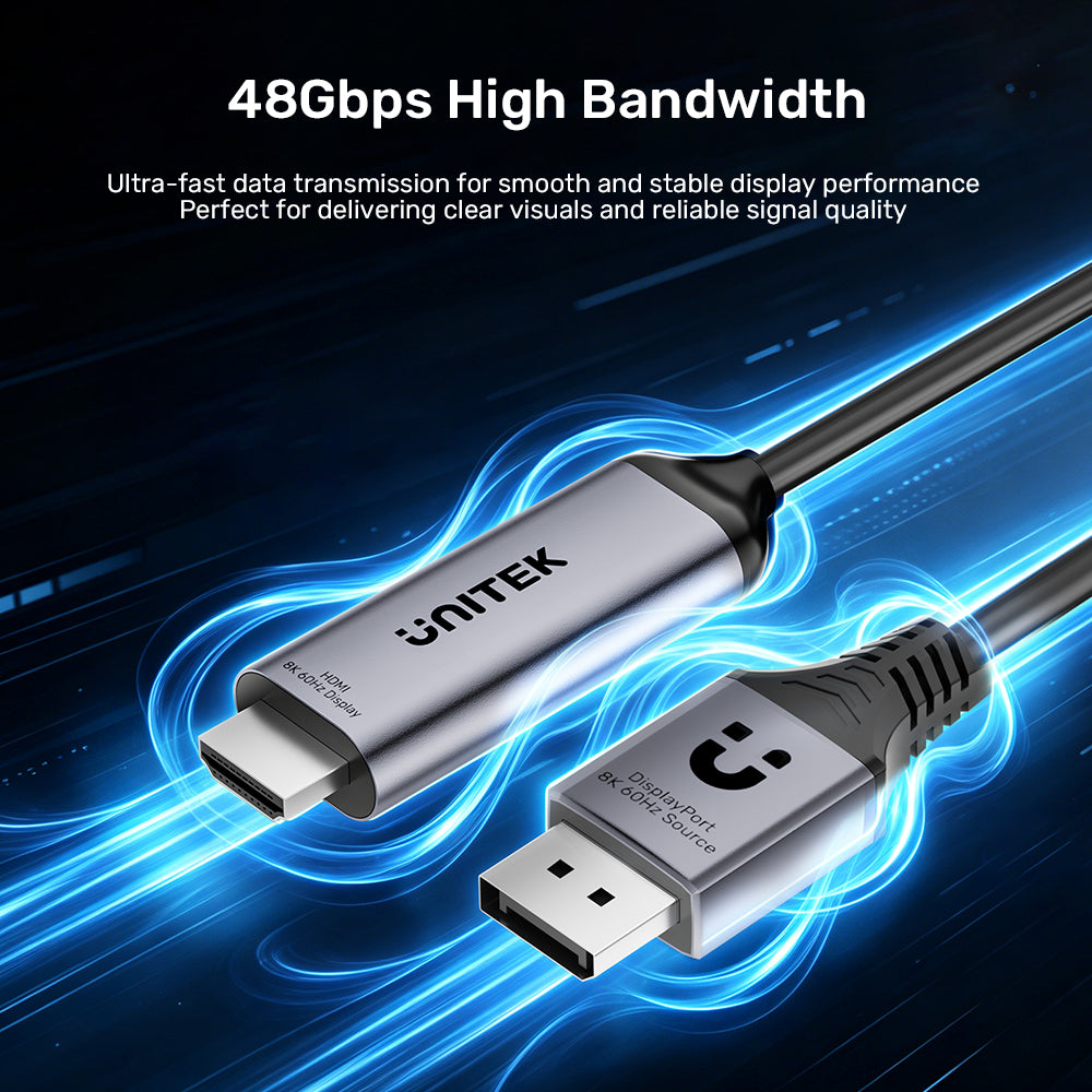 Unitek V1616AGY01 8K DisplayPort 1.4 to HDMI Cable 1.8M
