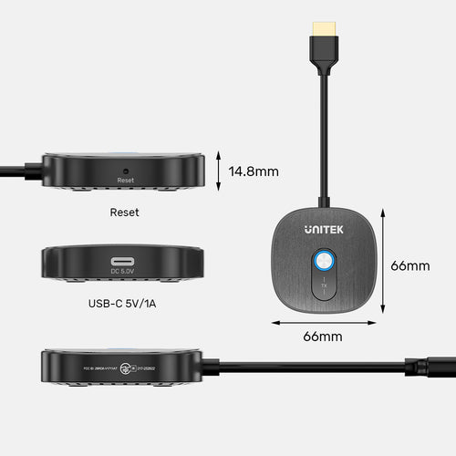 Unitek V1711ABK01 Wireless 1080p HDMI Transmitter with Dual Receivers