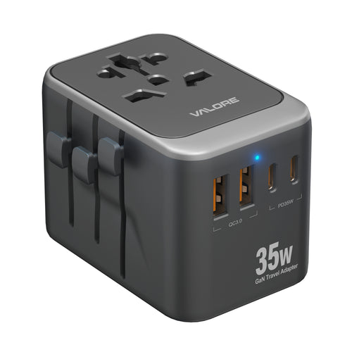 Valore GaN 35W 2A+2C Universal Travel Adapter Black (UTA-018-BK)