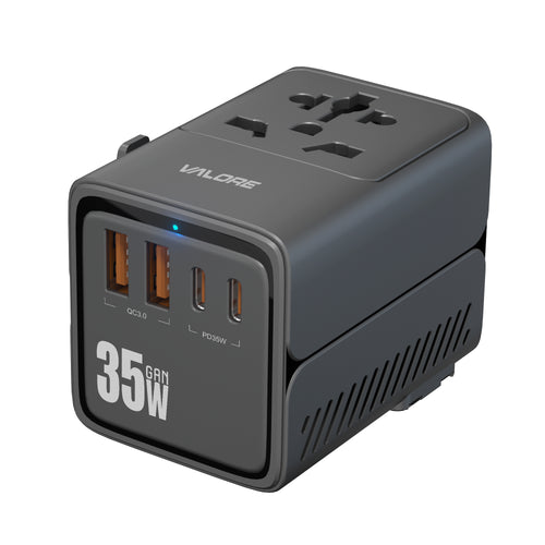 Valore  GaN 35W 2A+2C Universal Travel Adapter Black (UTA-019-BK)